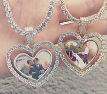 Load image into Gallery viewer, Custom Made Photo Heart Rotating Double-Sided Tennis Necklace - Mirage Shimmer