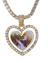 Load image into Gallery viewer, Custom Made Photo Heart Rotating Double-Sided Tennis Necklace - Mirage Shimmer