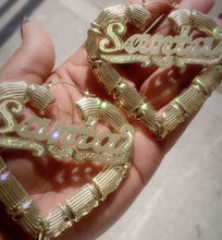 Load image into Gallery viewer, Bamboo Heart Hoops - Mirage Shimmer