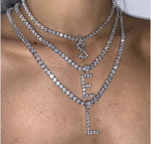 Load image into Gallery viewer, 5 mm Tennis Chain & Bubble Letter Necklace - Mirage Shimmer