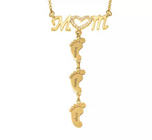 Load image into Gallery viewer, Mom dangling feet necklace