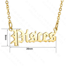 Load image into Gallery viewer, Old English Letter Zodiac Necklace