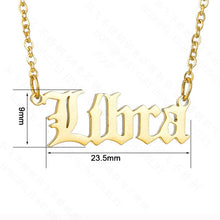 Load image into Gallery viewer, Old English Letter Zodiac Necklace