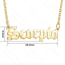 Load image into Gallery viewer, Old English Letter Zodiac Necklace