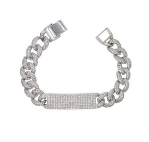 Iced out  pave white cz bar bracelet - Mirage Shimmer