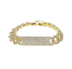 Iced out  pave white cz bar bracelet