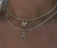 Dainty initial & tennis chain - Mirage Shimmer