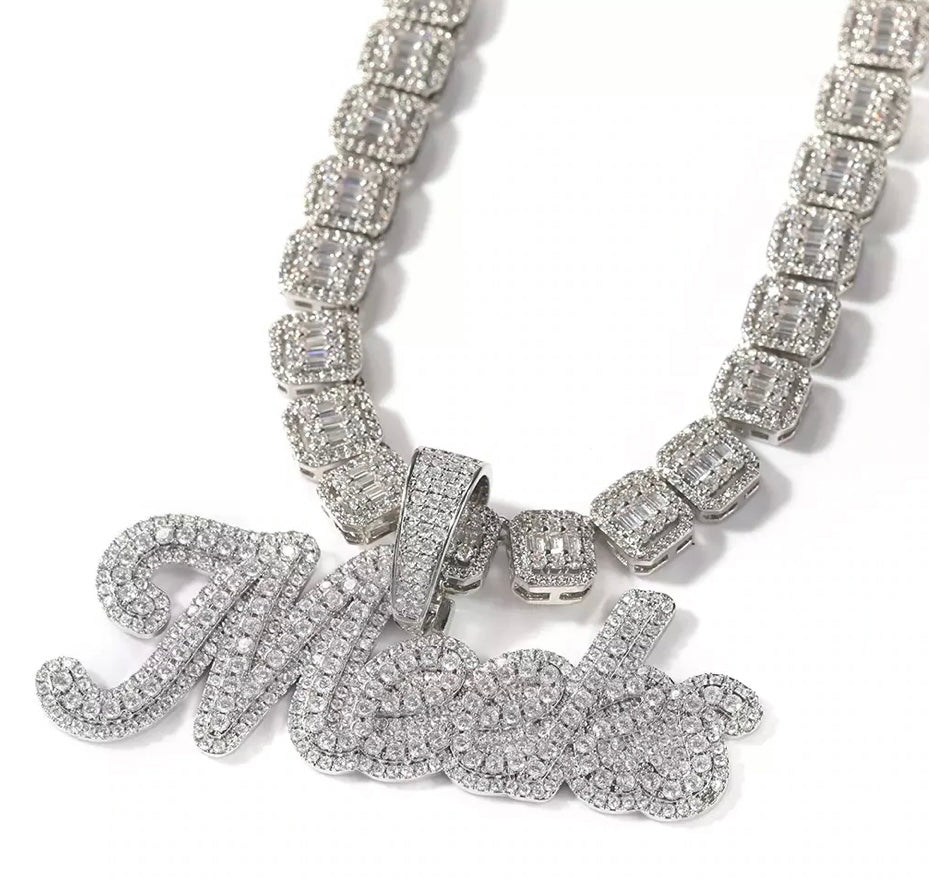 Ice me out baguette necklace