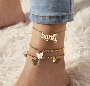 Butterfly layered anklet - Mirage Shimmer