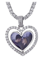 Load image into Gallery viewer, Custom Made Photo Heart Rotating Double-Sided Tennis Necklace - Mirage Shimmer
