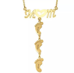 Mom dangling feet necklace