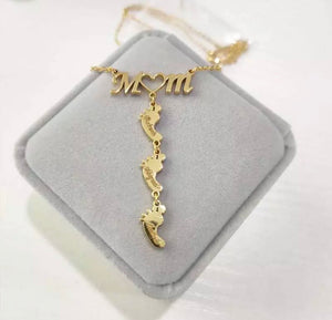 Mom dangling feet necklace