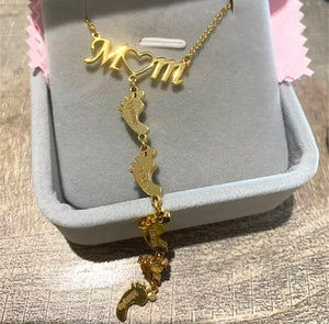 Mom dangling feet necklace