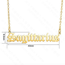 Load image into Gallery viewer, Old English Letter Zodiac Necklace
