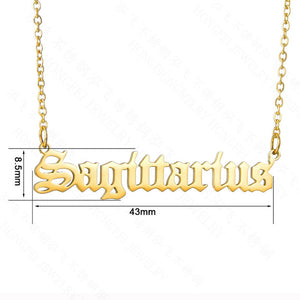 Old English Letter Zodiac Necklace