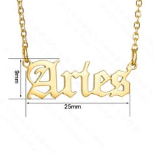 Load image into Gallery viewer, Old English Letter Zodiac Necklace
